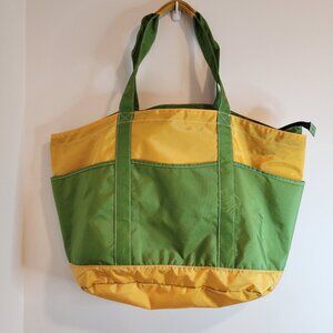 LL Bean Vintage 80s Nylon Boat and Tote Bag XL Bright Yellow and Green Like New